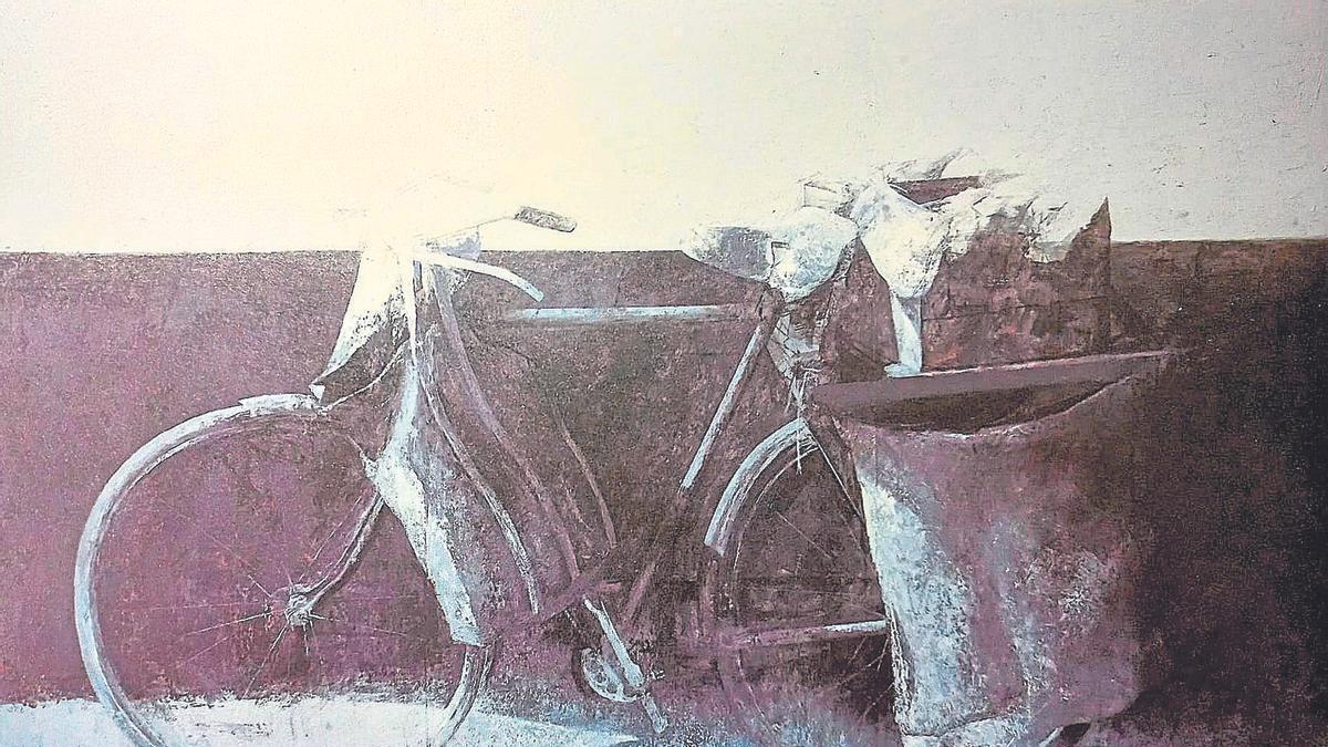 BICICLETAS. Del tríptico 2 de Siete. Óleo sobre madera.