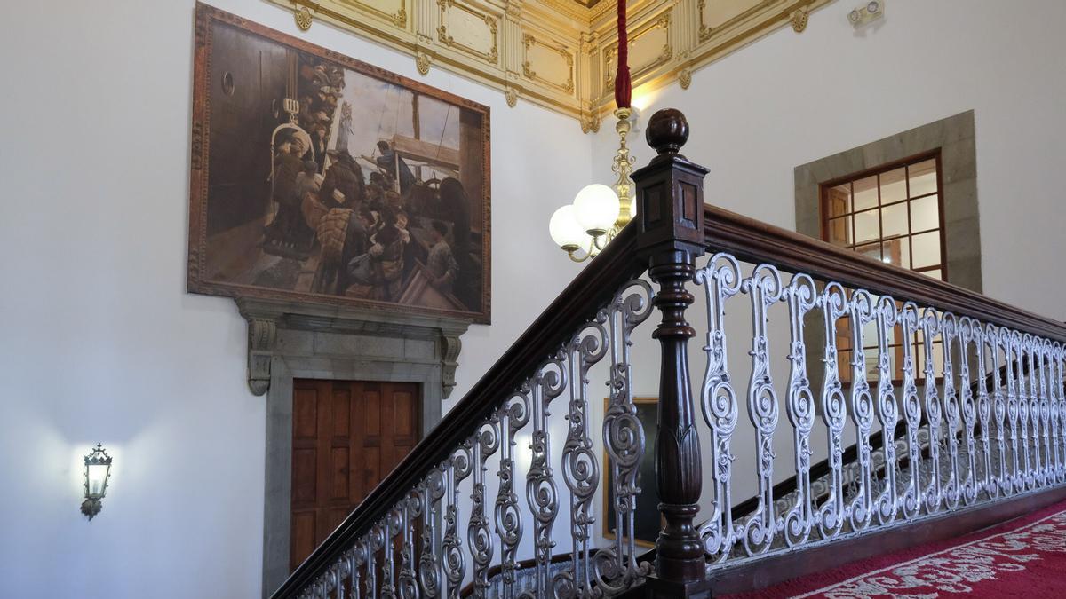 Cuadro 'Emigrantes', en las Casas Consistoriales del Ayuntamiento de Las Palmas de Gran Canaria