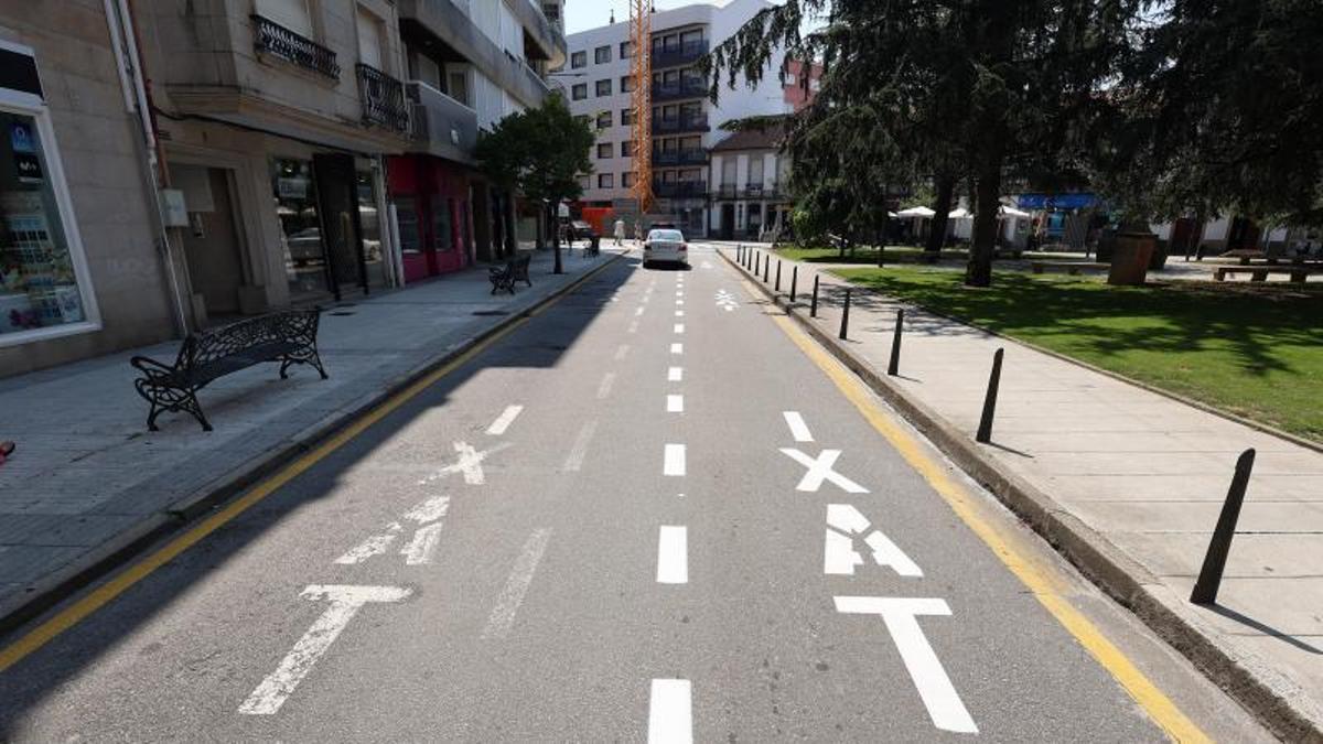 Parada de taxis de A Independencia, en el carril derecho.