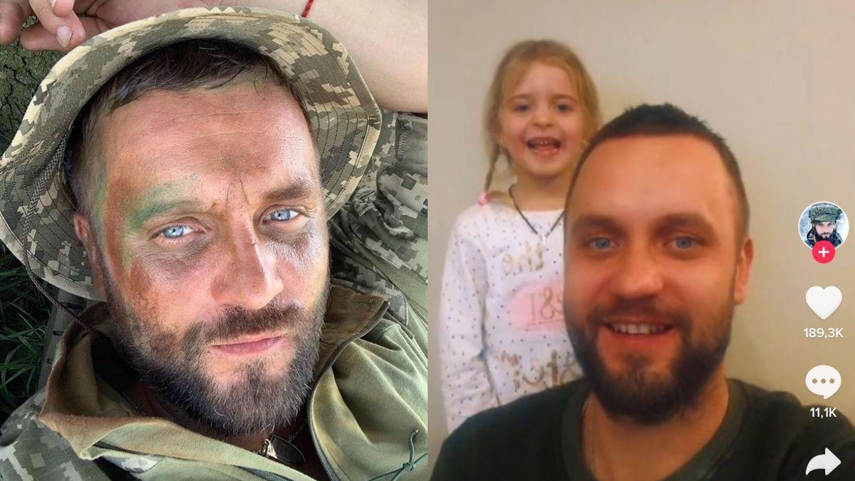 El soldat ucraïnès Alex Hook, que s&#039;ha fet viral per publicar balls a TikTok, amb la seva filla