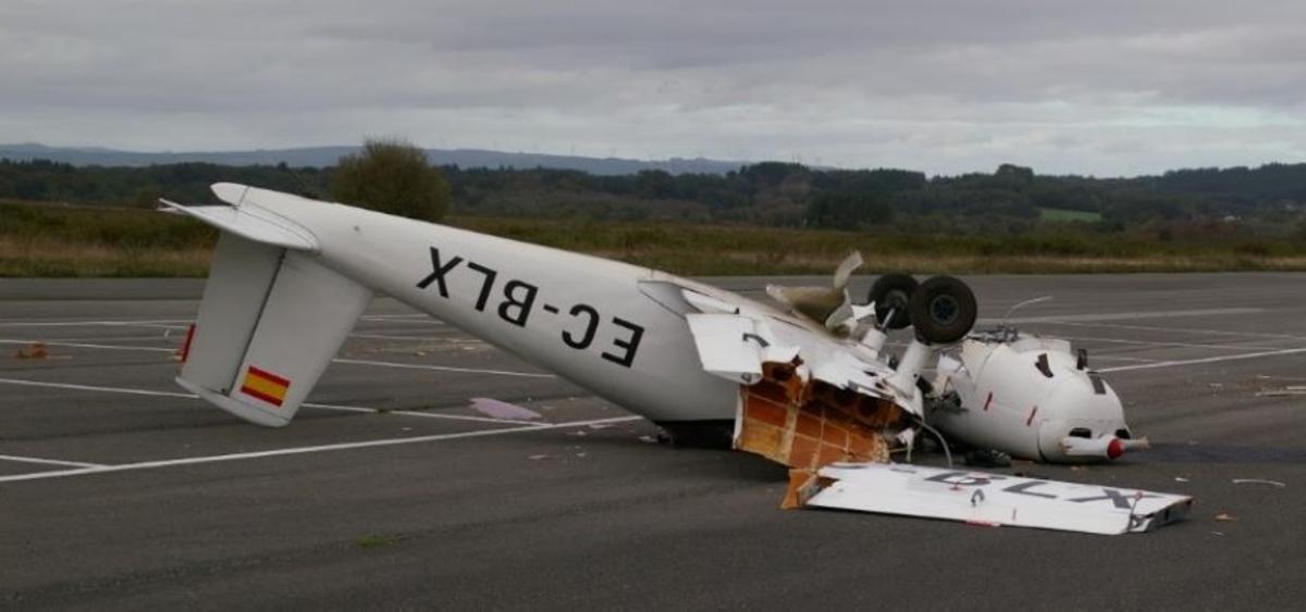 Restos de la aeronave tras el siniestro.