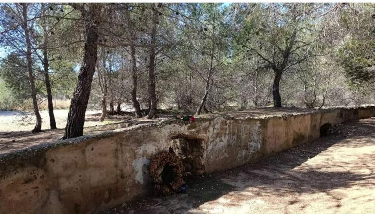 Imagen actual del Terrer de Paterna, el paredón donde fueron fusiladas miles de personas, entre ellas el científico y rector de la Universitat de València Joan Baptiste Peset Aleixandre.