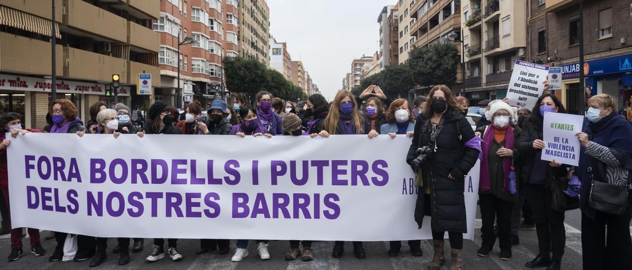 Manifestación contra la prostitución en València.