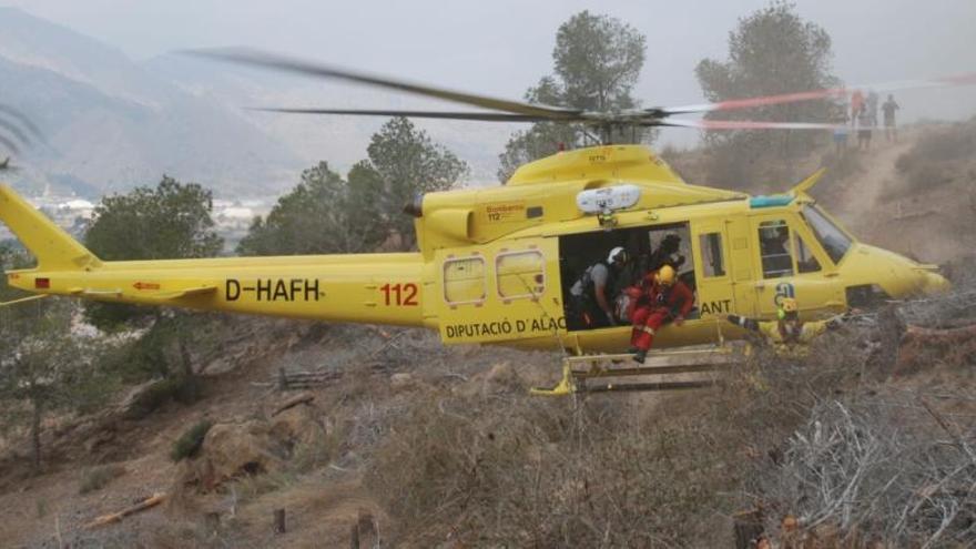 Intervención del helicóptero de rescate.