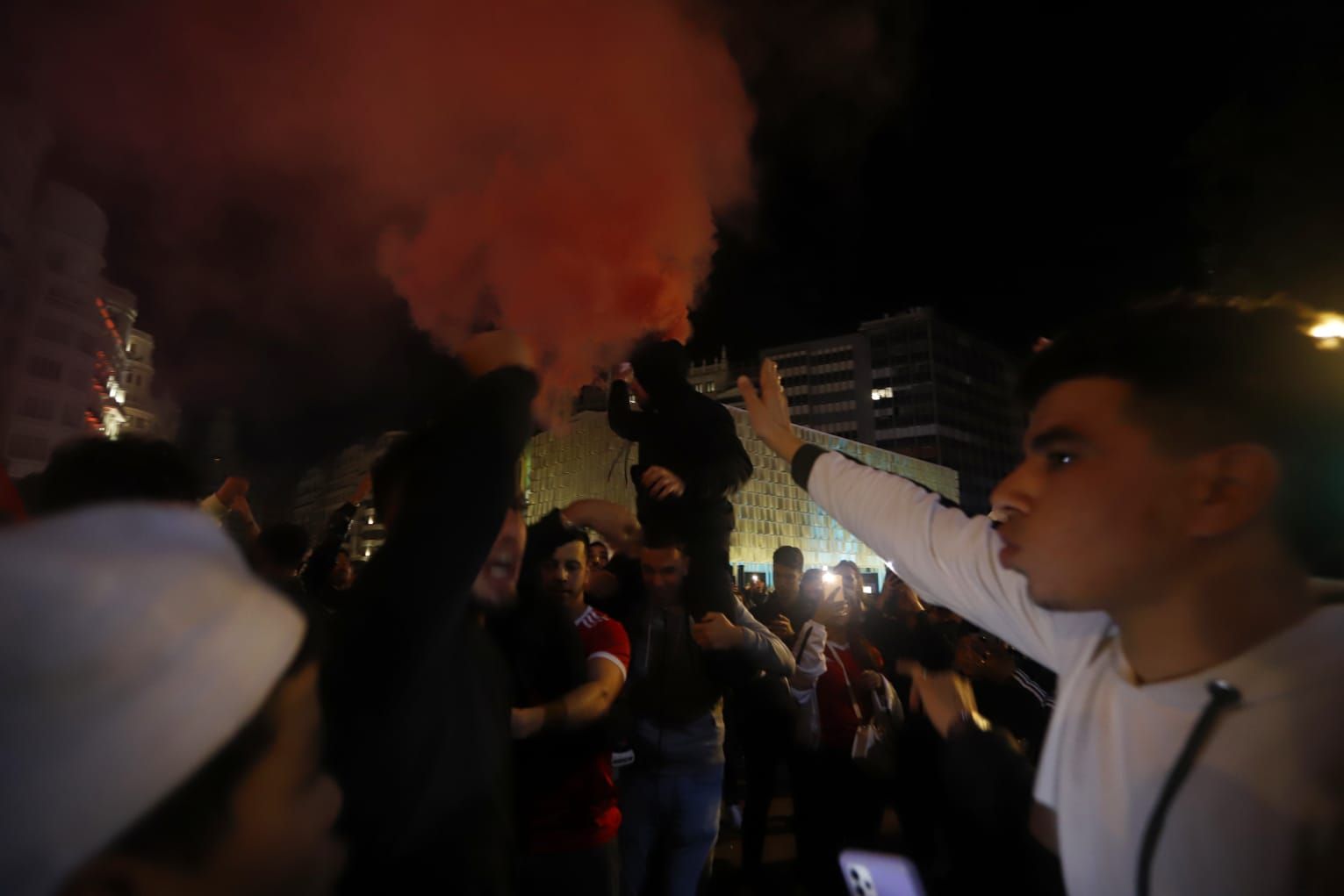 La afición marroquí celebra el triunfo de su selección