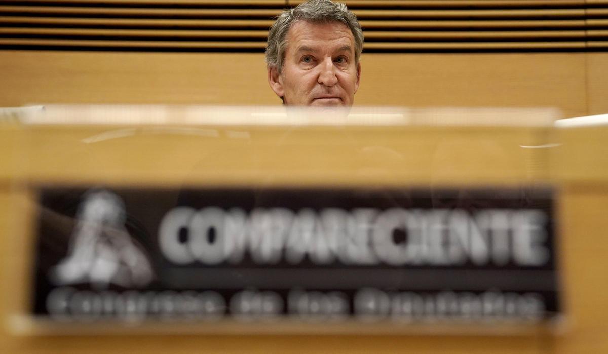 Alberto Núñez Feijóo, durante su comparecencia en la comisión de investigación de la Dana en Valencia.