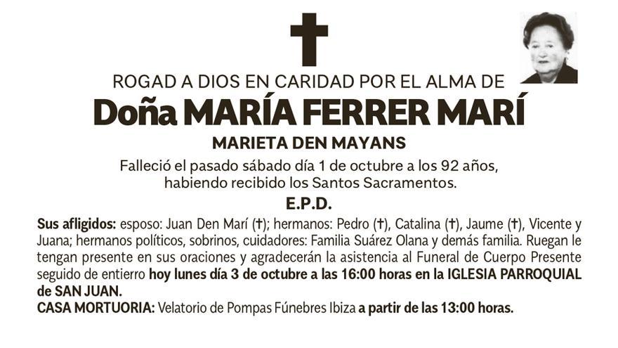 Esquela Maria Ferrer Marí