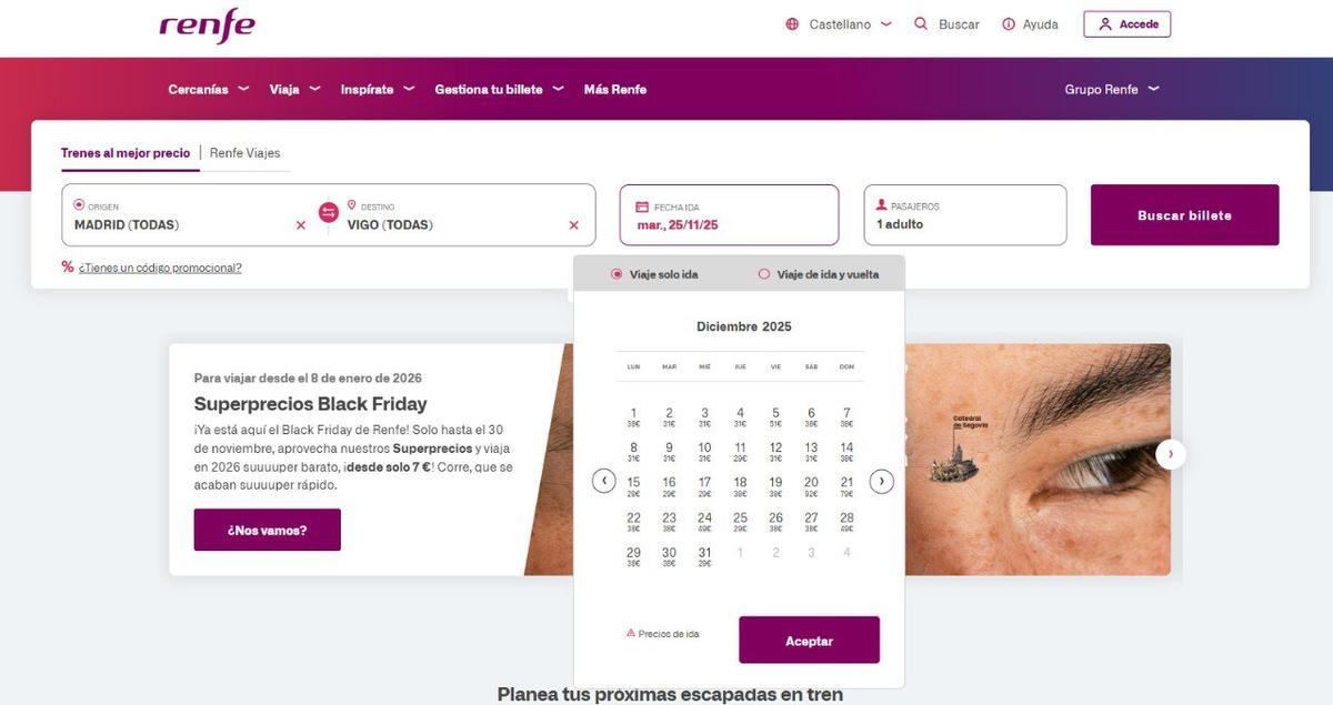 Orecios del AVE entre Madrid y Vigo con nuevos descuentos