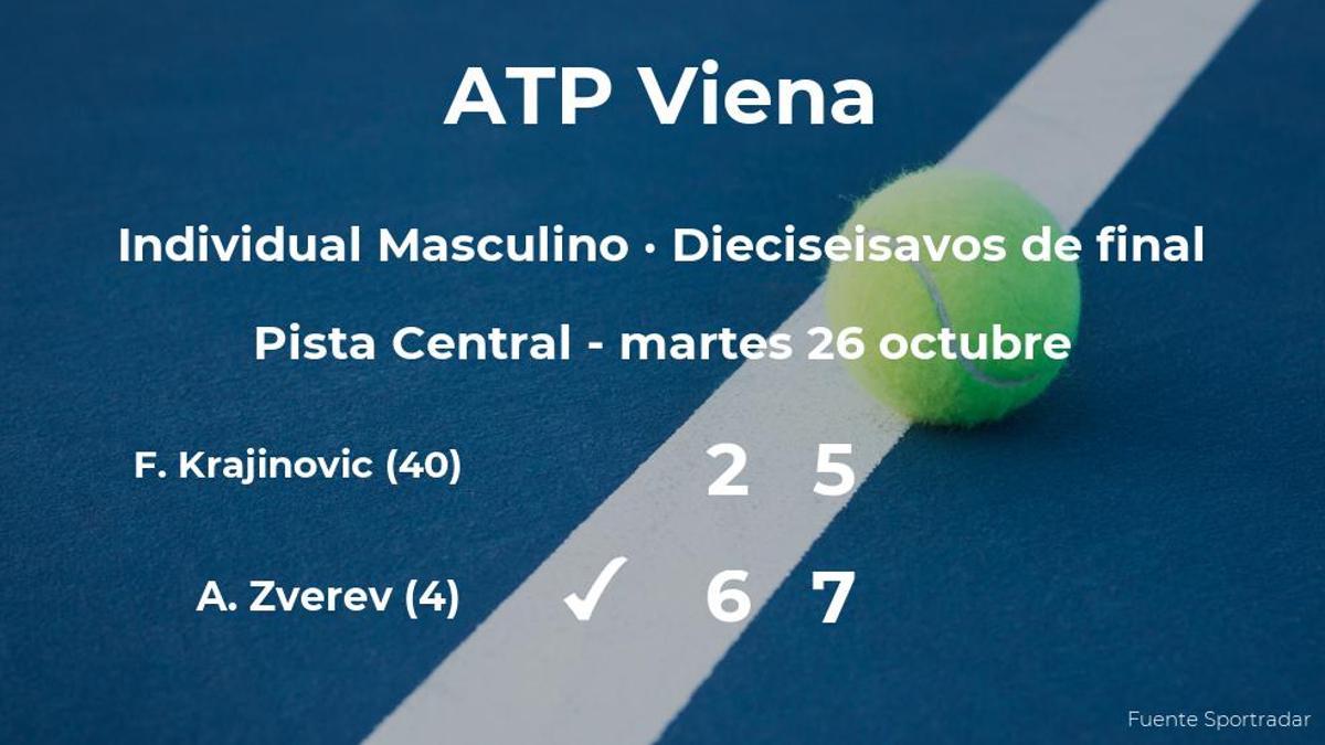 Alexander Zverev pasa a los octavos de final del torneo ATP 500 de Viena