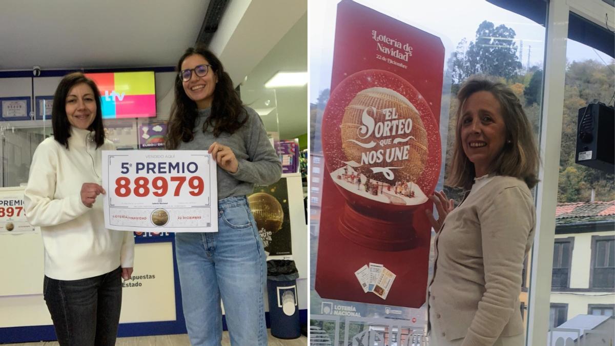 A la izquierda Ana Fonteriz con la empleada Patricia Fernández y, a la derecha, Carmen Menéndez.