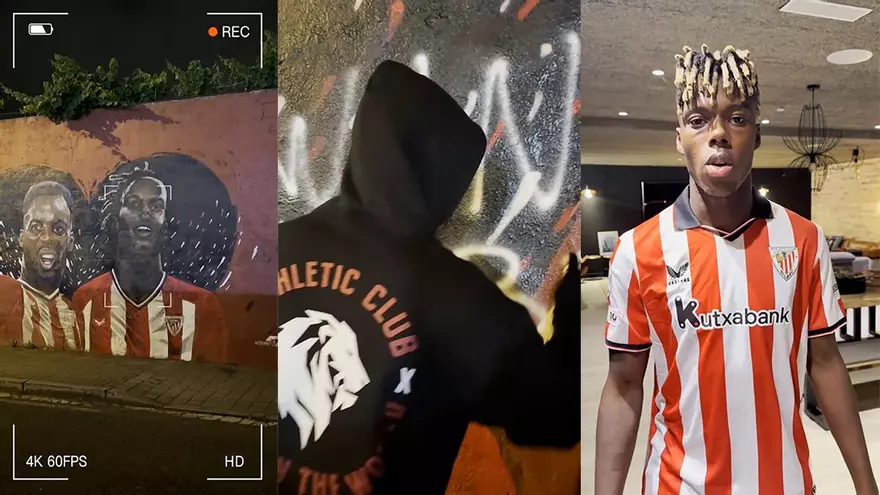 El vacile de Nico Williams 'vandalizando' su mural para anunciar su renovación