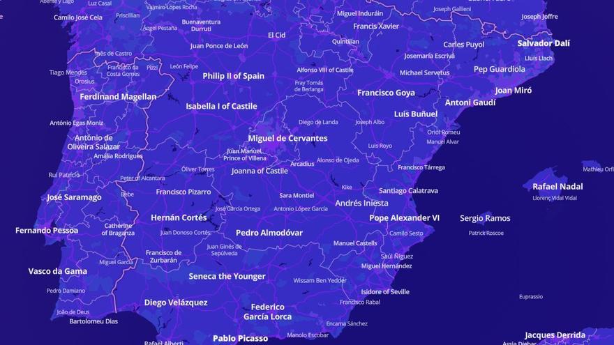 El mapa interactivo de &quot;Notable people&quot; muestra a los personajes más relevantes de cada ciudad