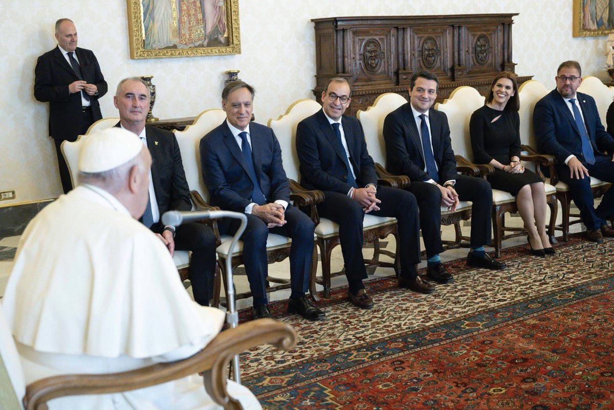 El Papa Francisco, junto a representantes de las Ciudades Patrimonio.