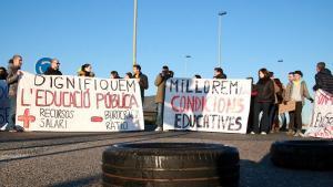 Protesta docente este martes en Montblanc.