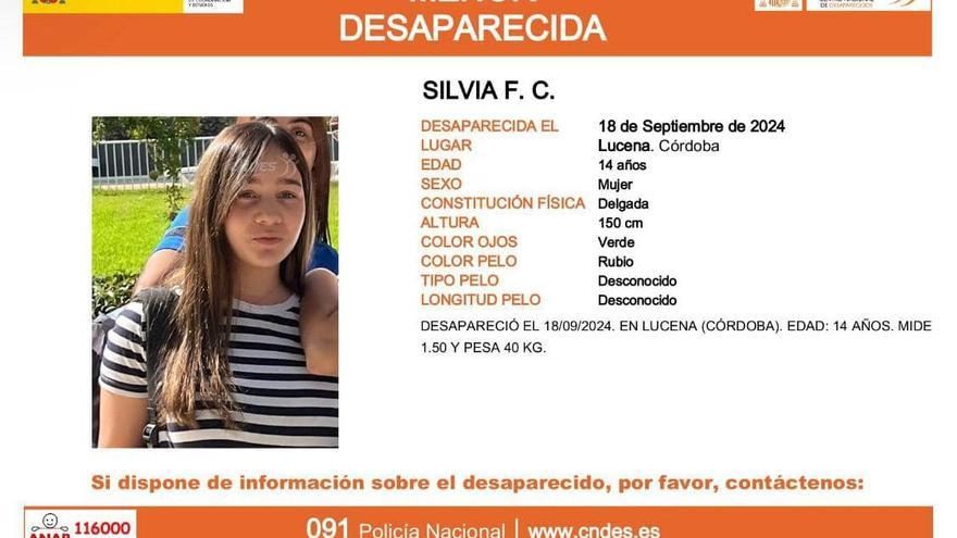 Una menor de 14 años desaparece en Lucena