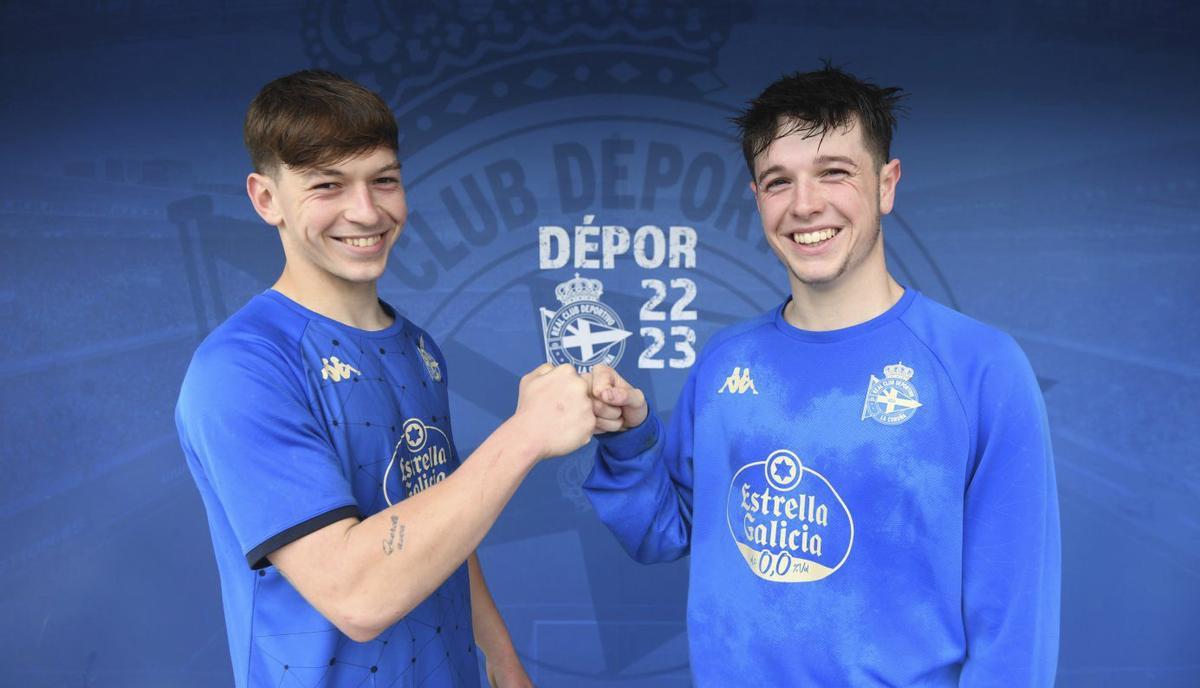Rubén (d) y el último fichaje, Diego Gómez, cuando coincidieron en juveniles del Dépor. |  C. Pardellas