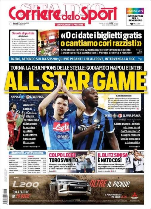 Portada CORRIERE DELLO SPORT 17 septiembre 2019