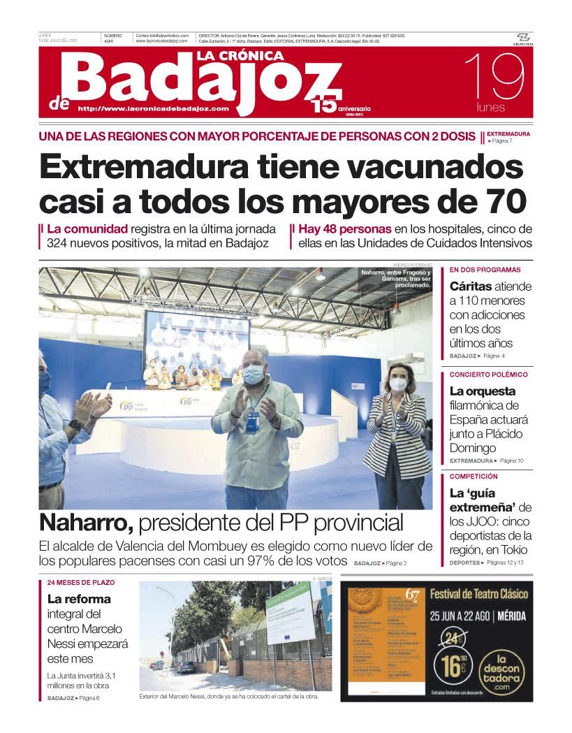 Consulta la portada correspondiente al día 19 de julio del 2021