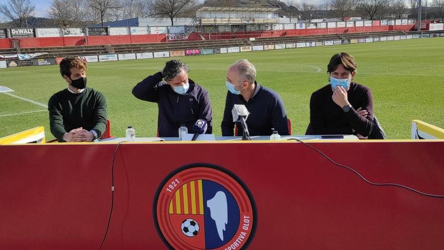 Martínez, Garrido, Agustí i Raset durant la roda de premsa d&#039;aquest migdia