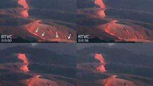 Imágenes del flujo de magma del volcán Cumbre Vieja en 2021.
