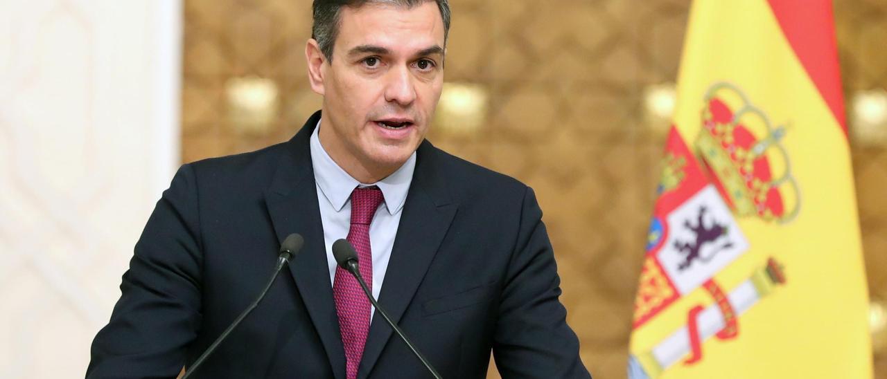 Pedro Sánchez, en una rueda de prensa