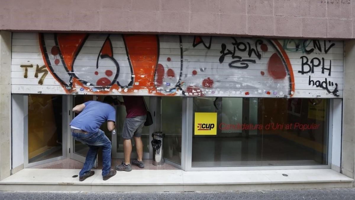 Fachada de la sede nacional de la CUP en Barcelona