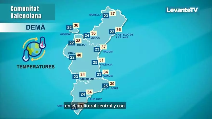 València tendrá un jueves con descenso de las máximas en la costa y calor persistente en el interior