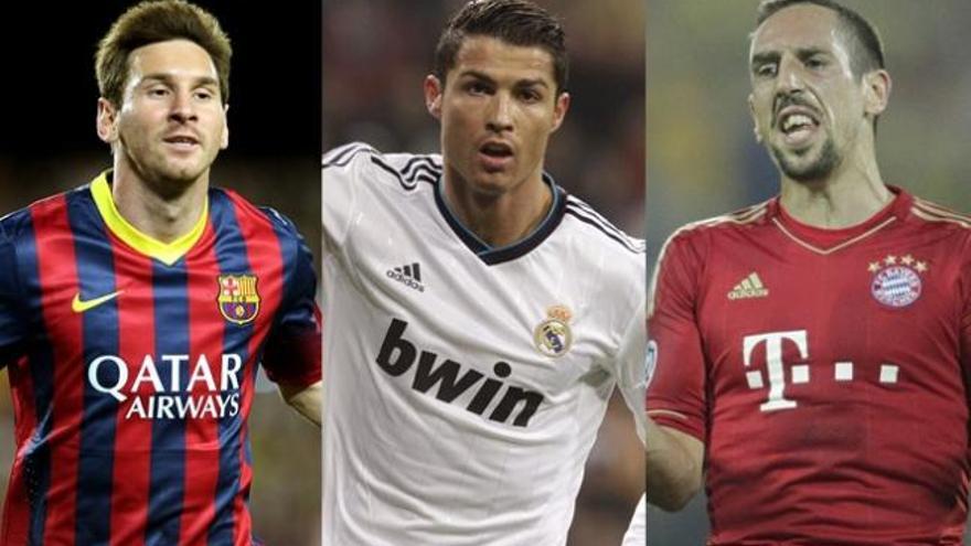 Messi, Ronaldo y Ribéry, candidatos al Balón de Oro.