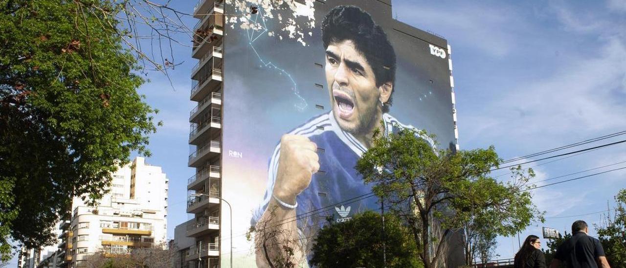 Mural de Maradona en Buenos Aires.