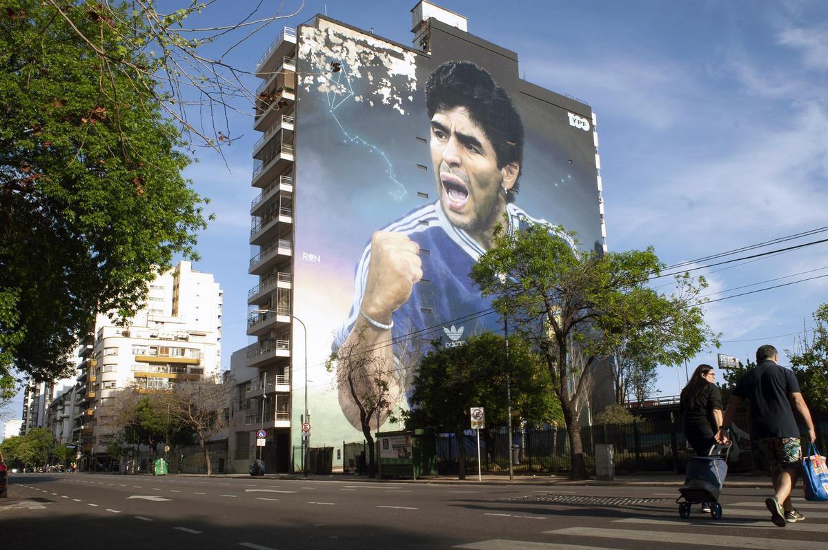Mural de Maradona en Buenos Aires.