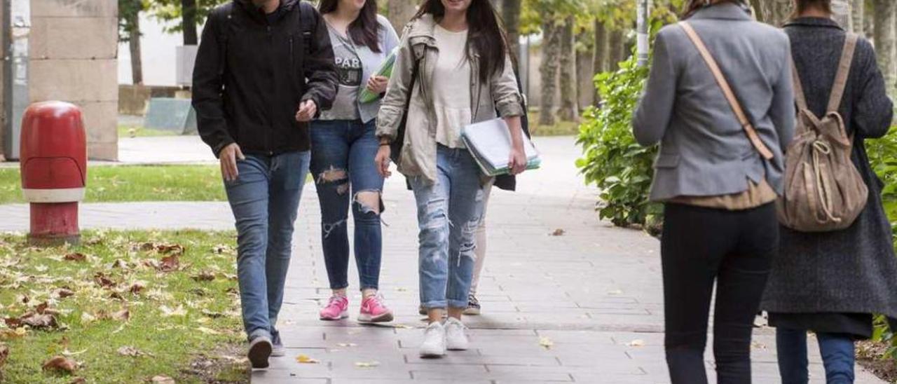 Estudiantes del campus universitario de Ourense, en As Lagoas. // Brais Lorenzo