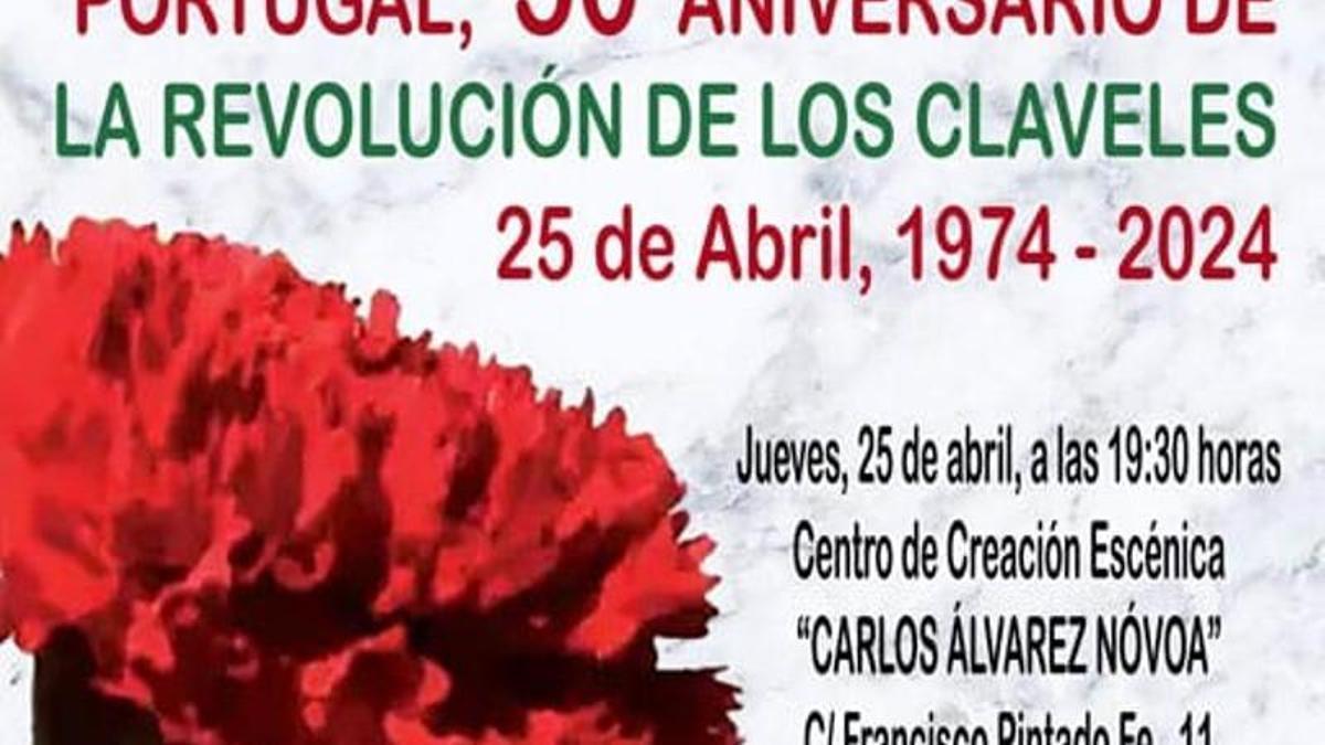 El cartel del acto sobre la Revolución de los Claveles
