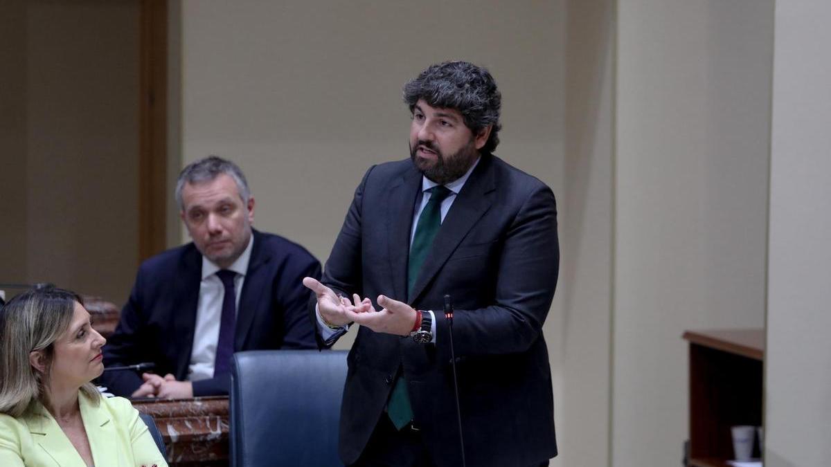 Fernando López Miras, este jueves durante la sesión de control.