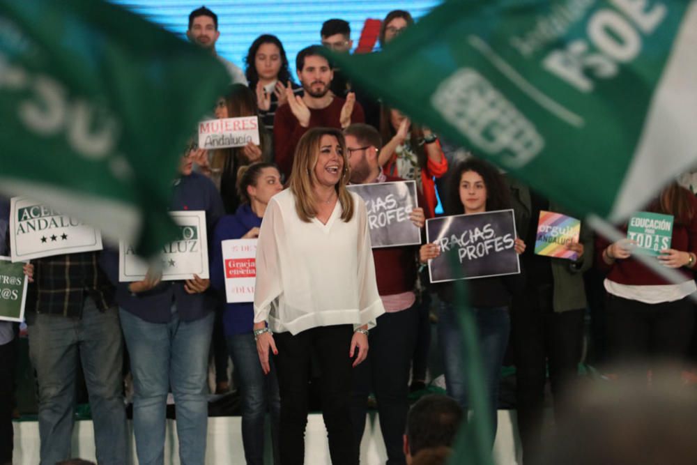 El presidente del Gobierno acompaña a la candidata a la reelección en Andalucía en un acto del PSOE-A a pocos días del final de la campaña electoral