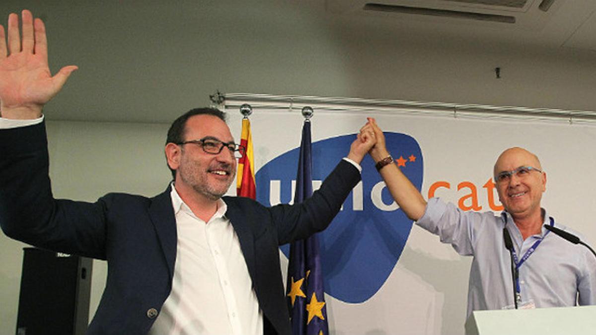 Espadaler, candidato a la Generalitat por Unió, y Duran Lleida, este sábado, en el consejo nacional de la formación.