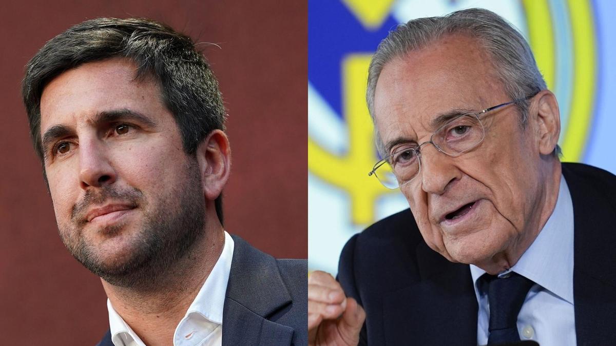 Enrique Riquelme y Florentino Pérez, candidatos a la presidencia del Real madrid en las elecciones del 7 de junio de 2026