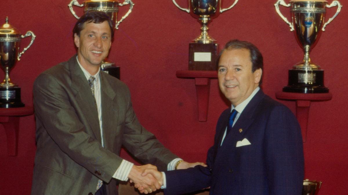 Nuñez presentó a Cruyff en el año 1988
