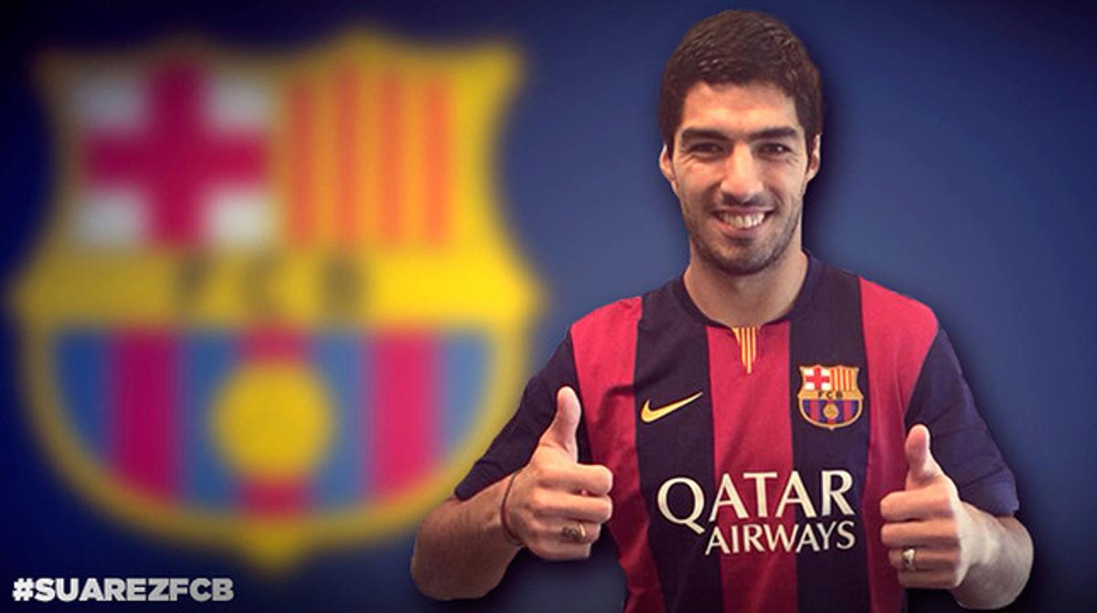 El davanter uruguaià Luis Suárez, amb la samarreta del Barça. El davanter uruguaià Luis Suárez, amb la samarreta del Barça.