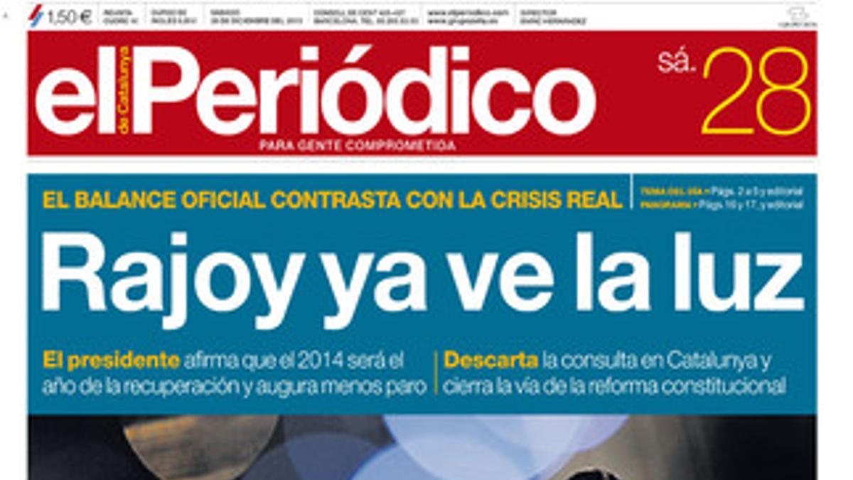 Portada de EL PERIÓDICO del 28 de diciembre