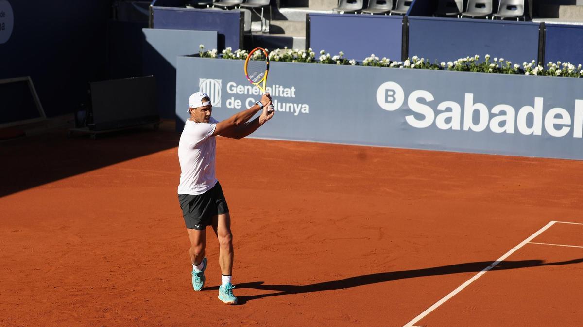 Rafa Nadal, durante su entreno de este viernes con Davidovich en el RCT Barcelona