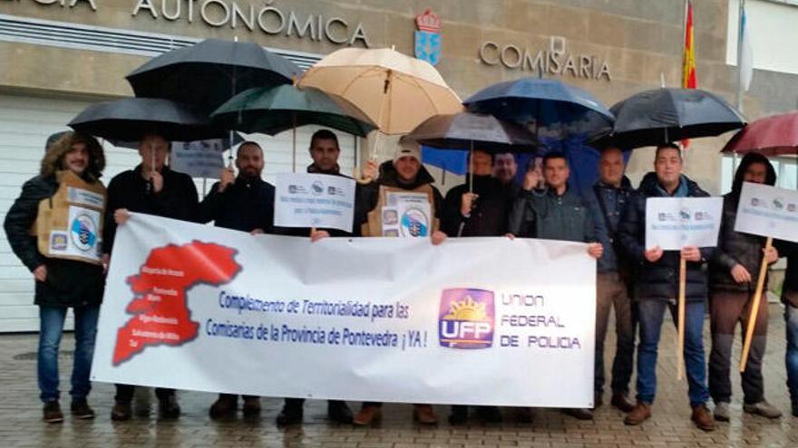 Agentes de la Policía Autonómica durante su protesta. // FdV