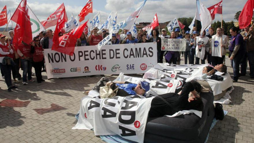 Imagen de la protesta de esta mañana en Santiago // Xoan Alvarez