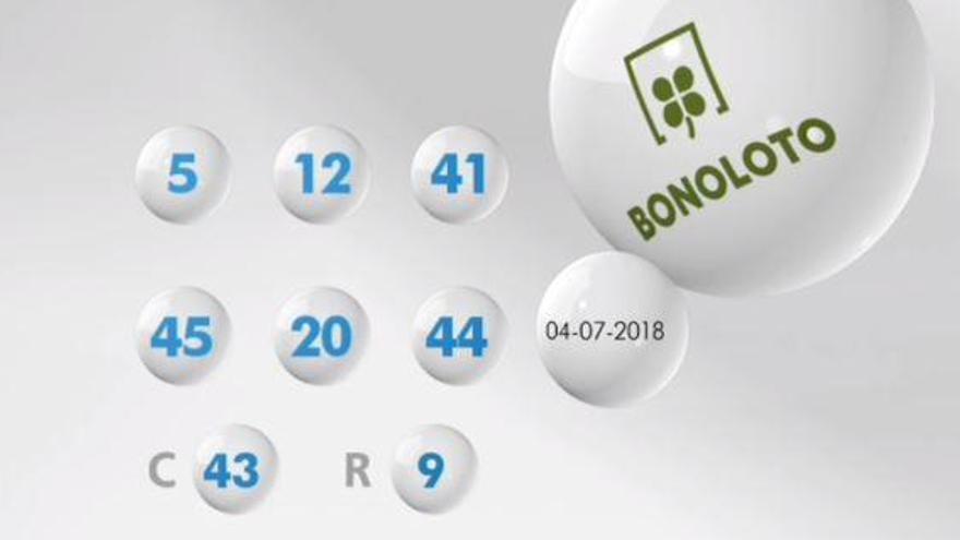 Resultado de la combinación ganadora del sorteo de la Bonoloto de hoy miércoles 4 de julio de 2018