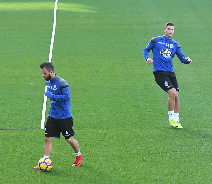 Sesión del Dépor antes de medirse al Athletic