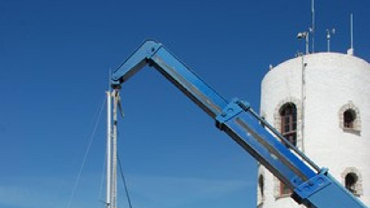 La tortuga laúd es extraída del agua con la ayuda de una grúa