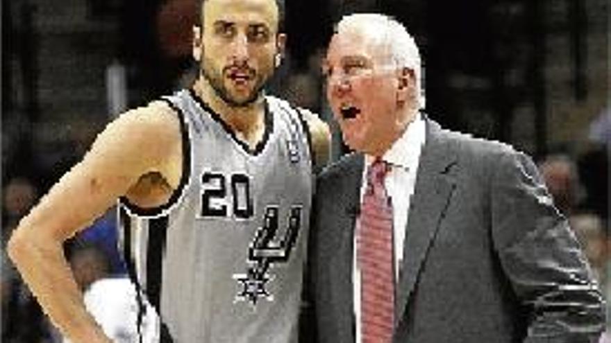 Ginóbili amb el seu entrenador als Spurs, Gregg Popovich