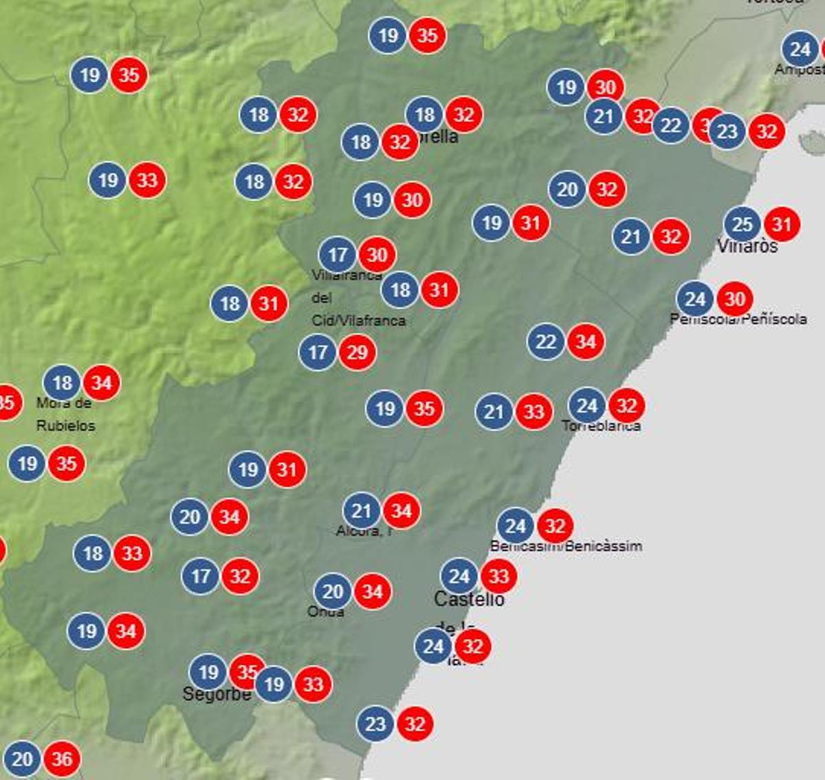 Temperaturas mínimas y máximas pronosticadas para el domingo 2 de agosto