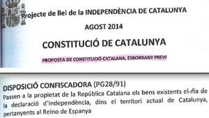 Dos fragmentos del proyecto de Constitución para una república catalana que manejaba el exjuez Santiago Vidal.