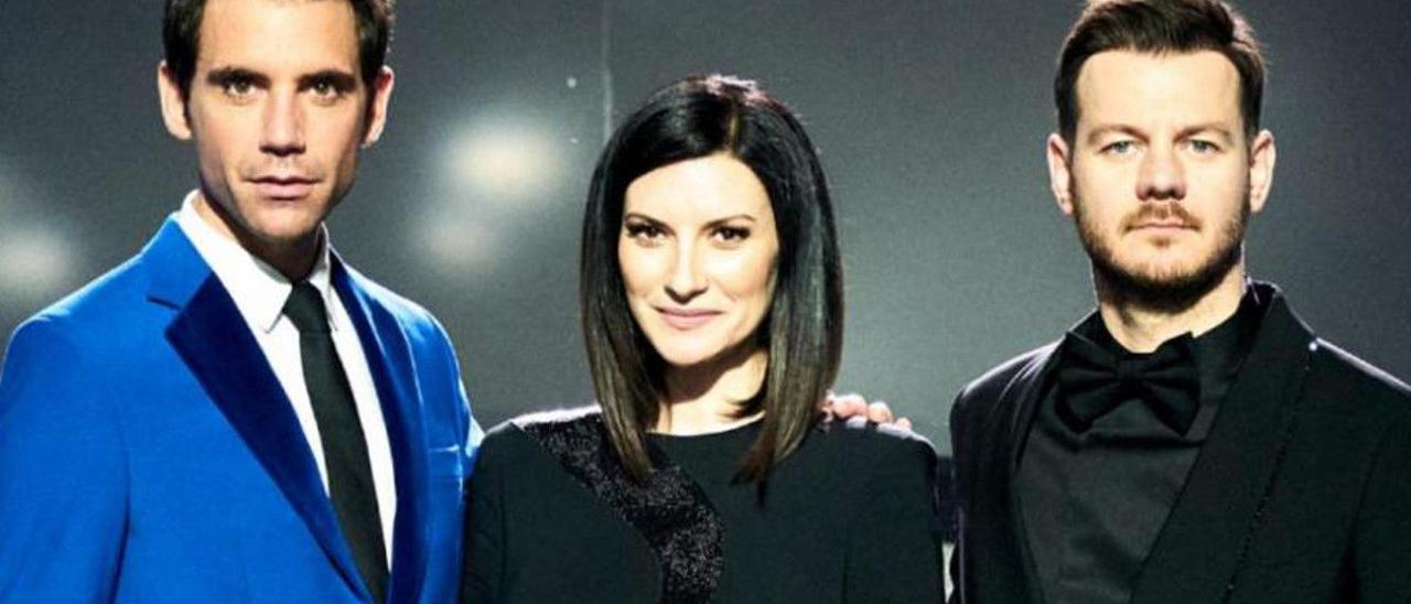 Mika, Laura Pausini y Alessandro Cattelan, presentadores de Eurovisión.