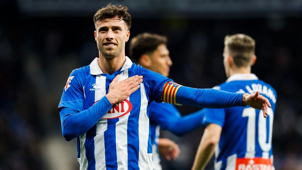 Javi Puado con la camiseta del Espanyol